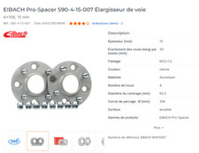 EIBACH Pro-Spacer S90-4-15-007   Elargisseur de voie 4x108 (4 cales)