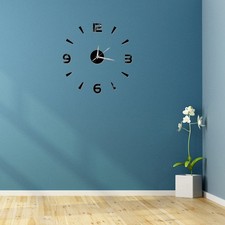  3D DIY Horloge Murale Moderne Sans Cadre Grand Miroir Surface Effet Horloge