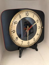 ❤️ Splendide Horloge pendule  formica  rouge et noir  FFR  Vintage An 50 /70