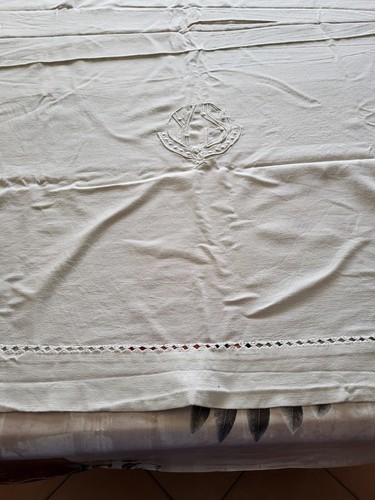 Ancien drap monogrammé - drap, ys