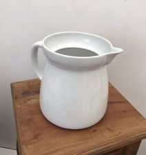 Vintage French Pitcher ironstone Aluminite Limoges white pottery water 2L heavy