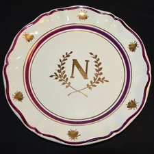 Assiette NAPOLEON Faïence d'Art CLAMECY décorée main doré vintage
