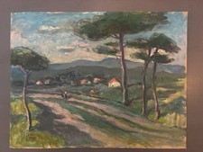Tableau peinture ancienne Robert Fleurent, Côte D’azur 1967