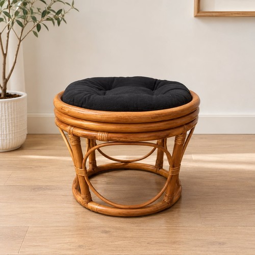 Bamboo ottoman pouf - or,