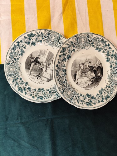 Creil montereau antique plates - creil,