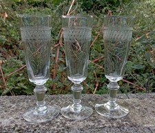 3 ANCIENNES  FLUTES A CHAMPAGNE VERRE SOUFFLÉ XIXÈ VIERZON PORTIEUX