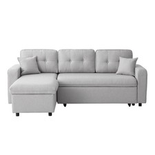 Canapé d'Angle Convertible "Pete" 220cm Gris Clair