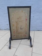 Ancien écran cheminée. Pare feu. Bois noirçi Napoléon III. Tapisserie. XIXème.