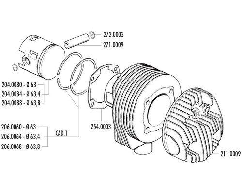 Kit piston polini - polini, 177cc