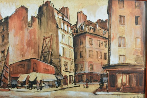 Tableau ancien vue rue - vue,