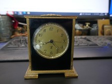 superbe pendulette de voyage Jaz,bronze et verre,100x75mm,P 317g