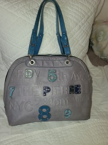 Sac main cuir bleu - a,