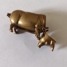 Ancien pyrogène boite porte allumettes 1900 cochon laiton tabac Superbe état