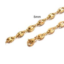 Bracelet graine de café doré acier inoxydable 21 cm 5 mm homme femme