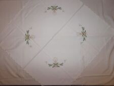 Nappe En Coton Fait Main Broderie Noël Vintage - 77,5 X 77,5 CM