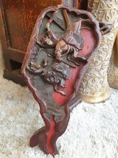 Plaque en bois sculpté | Décor de lit clos en bois laqué (fin XIXème) - CHINE