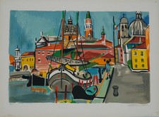 François DESNOYER : Vue de Venise - Lithographie originale signée