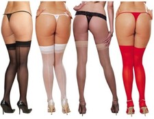 BAS GRANDE TAILLE STOCKING HOLDUP TRAIT CUBAIN COUTURE ROUGE CHAIR BLANC NOIR