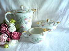 Ancien service porcelaine Limoges A Vignaud cafetière sucrier pot lait tulipes