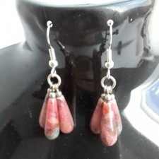 Rhodonite Triple Teardrop Boucles D'oreilles