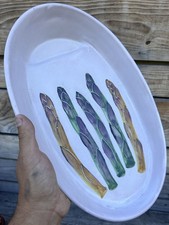 Plat à Asperge Faïence Céramique Style Capron Vintage Design Vallauris Picault