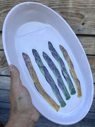Plat asperge faïence - asperge,