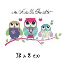 Patch Applique, Dessin Transfert thermocollant, FAMILLE CHOUETTE HIBOU - T100