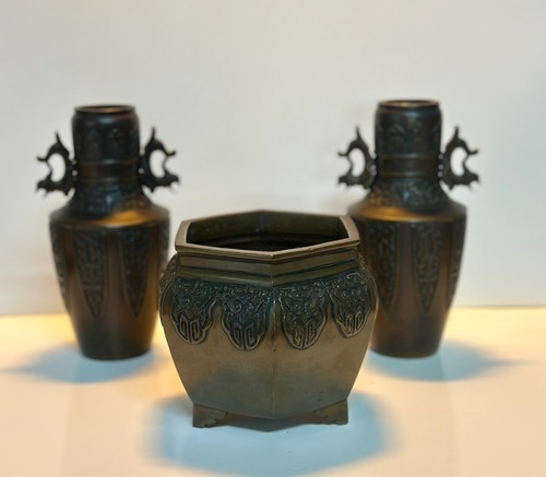 Paire vases pot bronze - pot,
