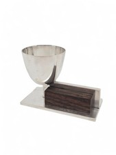 Maison DESNY Coquetier Egg Cup Par Pierre Dunand 1930 Métal Argenté Art Deco 