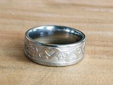 Bague en acier inoxydable argenté avec motif en forme de Coeur #66