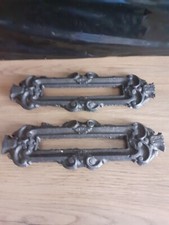 2 BELLE ENTRÉE DE BOITE A LETTRES ANCIENNE EN FONTE Vintage Art Deco 