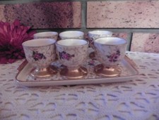ANCIEN SERVICE DE 6 COQUETIERS + PLATEAU"VILLEROY BOCH "DORE A L OR FIN