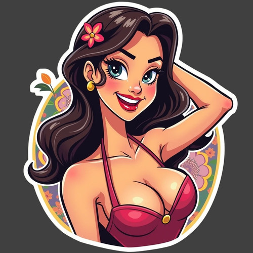 Pinup girl sticker vinyl decal - girl,