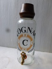 BELLE FONTAINE A COGNAC EN VERRE AVEC ROBINET ET BOUCHON HABILLER DE BOIS