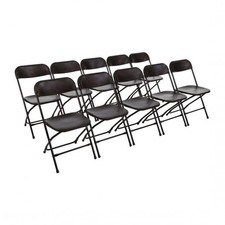 Lot de 10 chaises pliantes en acier (H)440 mm empilables, polypropylène noir