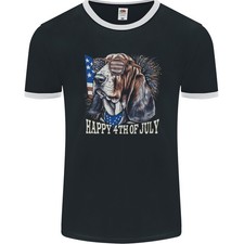 Basset Hound 4th De July Indépendance Jour Hommes Ringer Fotl