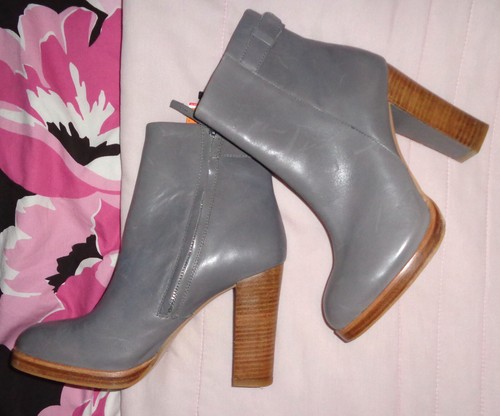Bottines cuir gris perle - , zip
