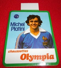 Autocollant vintage Michel Platini pour publicité chaussettes Olympia