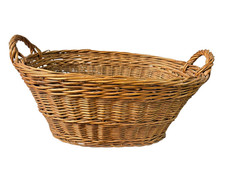 ANCIEN PANIER EN OSIER PANIÈRE A LINGE BOIS COURSE MARCHE