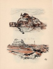 Mathurin MEHEUT 1930 Ile de SEIN et LOUET Héliogravure  Edition luxe Velin Annam