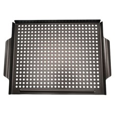 1pc pliant de gril antiadhésif Barbecue à frire Pan de barbe à carreau (noir)