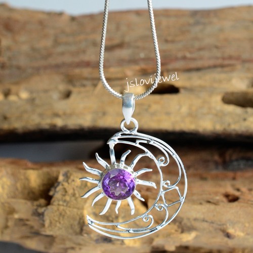 Pendentif femme soleil lune - et,