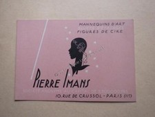 1920.Trade card publicité Pierre Imans mannequins d'art (mode fashion).