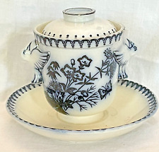 MOUTARDIER  EN FAIENCE DE LONGWY SERVICE "JAPONAIS"