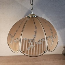 LUSTRE EGLO FLEUR PETALES DE VERRE MARRON ET DORÉ / LUMINAIRE / VINTAGE 