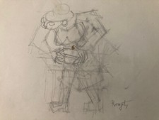 Dessin ancien cubiste Mine De