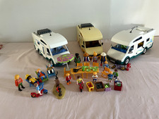 (120) lot de 3 camping car Playmobil avec personnages et accessoires
