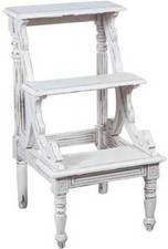 Montant en Bois De Acajou Blanc 3 Échelons Sculpté à la Main Antique Meubles