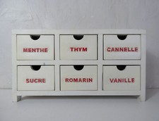 boite à tiroirs pour épices en bois massif sculpté
