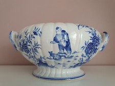 ANCIEN  Grand VASE en Porcelaine BLEU et BLANC décor de Chine  XIXéme SIGNÉE